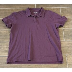 Ash & Erie Men's Polo Purple Shirt Short Sleeve Golf Performance Stretch Large